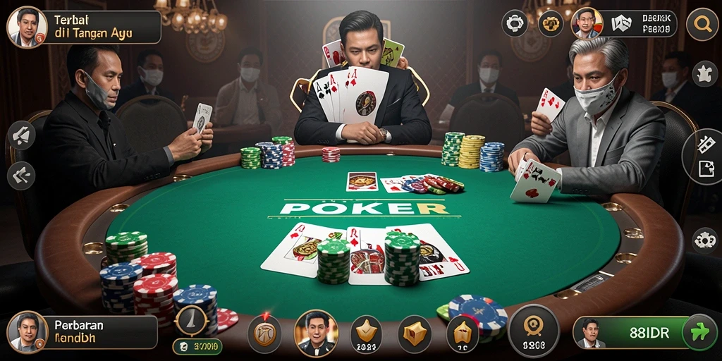 Tampilan gameplay Poker yang mendebarkan di 88IDR.