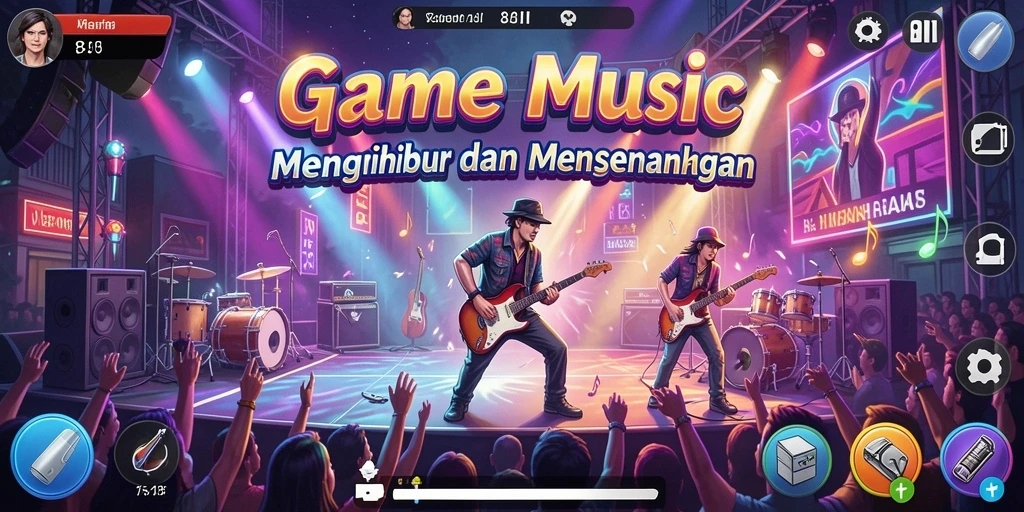 Tampilan gameplay 8II dengan berbagai lagu yang menarik.