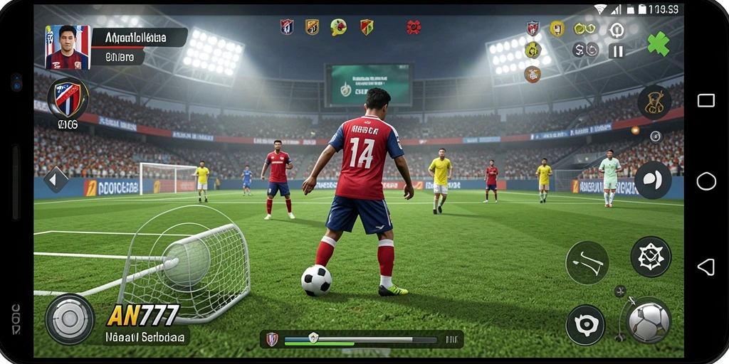 Gameplay intens dalam AN777, tunjukkan keahlian sepak bola Anda!