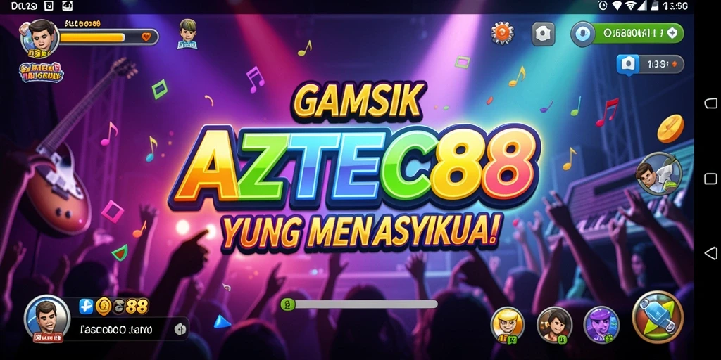 Tampilan gameplay musik yang menarik dan mengasyikkan di AZTEC88.