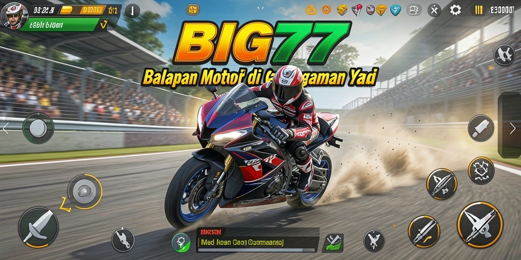 Tampilan gameplay BIG77 yang mendebarkan dengan balapan motor.