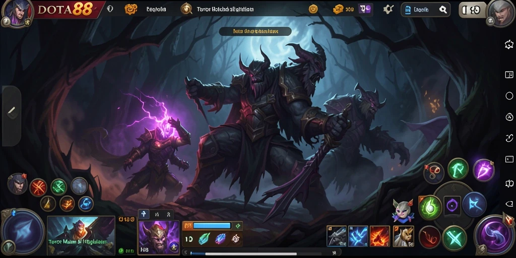 Gameplay DOTA88 menampilkan suasana angker dengan desain grafis menakutkan.