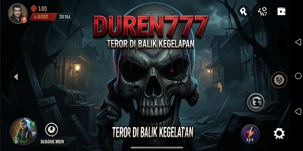 Tampilan gameplay DUREN777 dengan suasana menyeramkan dan menegangkan.