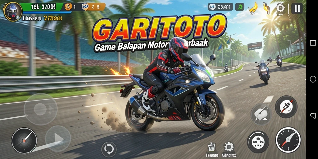 Screenshot GARITOTO menampilkan balapan motor yang seru dan mendebarkan.