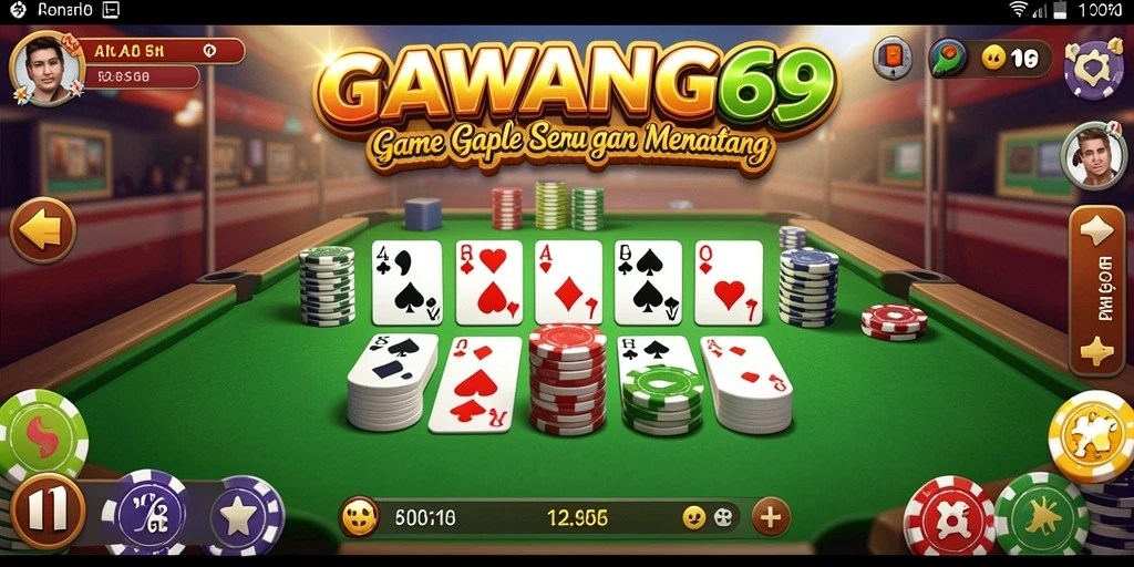 Tampilan gameplay GAWANG69 dengan kartu Gaple yang menarik.