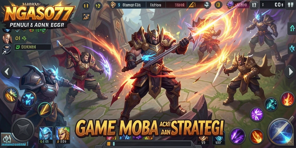 Gameplay MOBA yang intens dan seru dalam NGASO77.