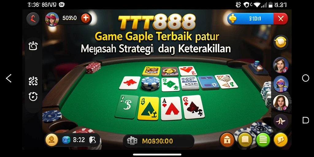 Screenshot gameplay TTT888 menampilkan suasana permainan Gaple yang seru dan interaktif.