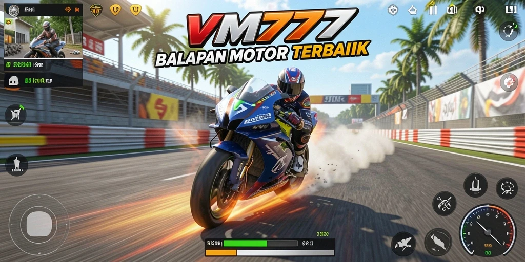 Screenshot gameplay VM777 dengan balapan motor yang seru.